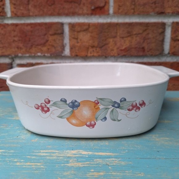 Corningware Abundance Berries Orange Leaves Bakeware Casserole Dish RARE Vintage - Picture 11 of 11